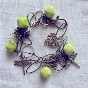 Dragonfly and heart bracelet with Spring hue